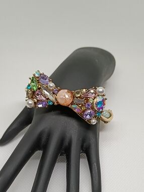 Betsey Johnson Elegant Multicolor Crystal Bow Bracelet